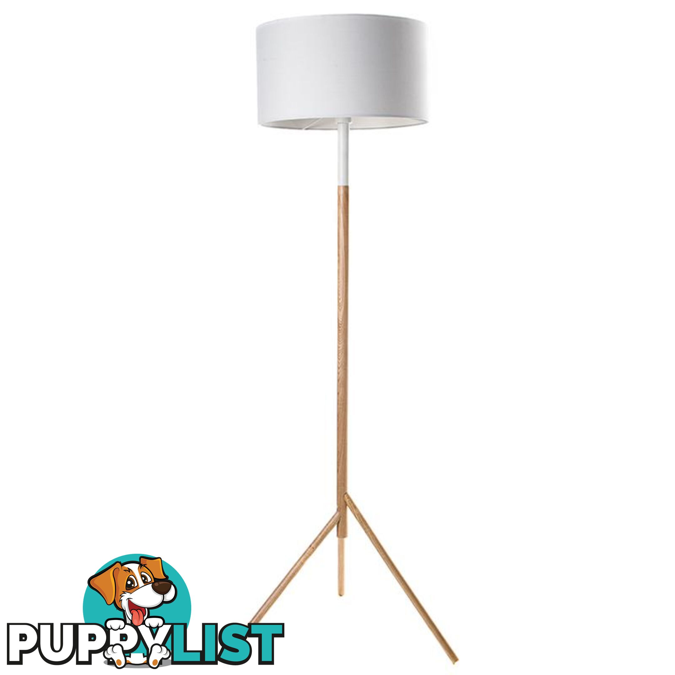 Woodi Floor Lamp - 150cm - White + Oak - IC-TRIF002 - 9334719000343