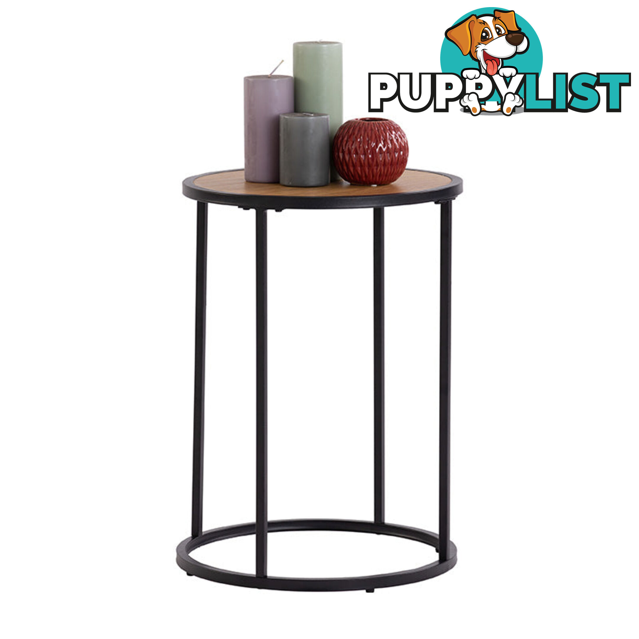 BRADFORD Side Table 40cm  - Natural & Black - 131065 - 9334719000480