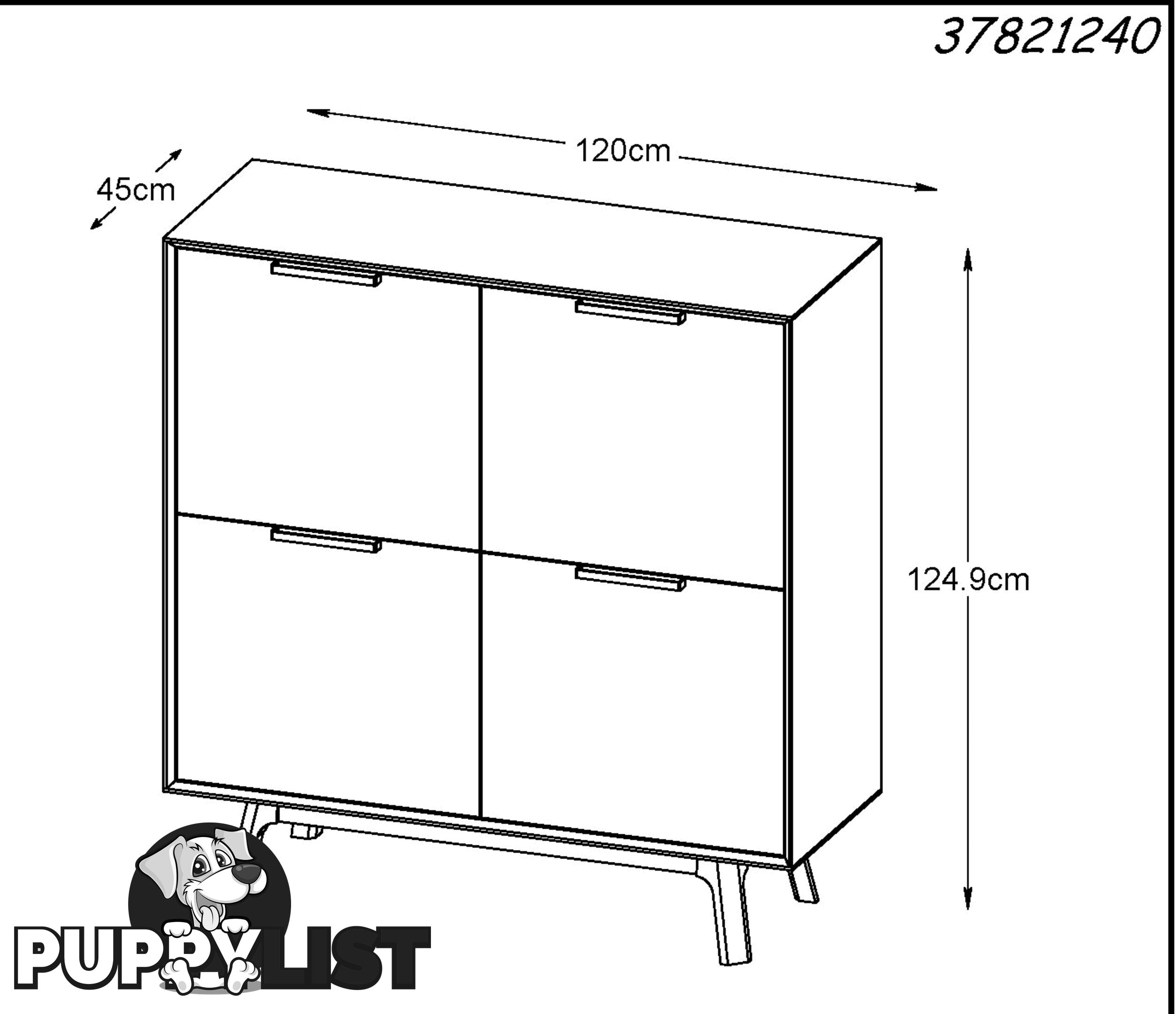 CAPRI Tall Sideboard 1.20M -  Natural - 37821240 - 5704745073293