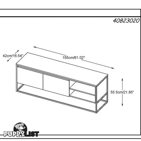 RIVOLI TV Entertainment Unit 1.55M -  Smoked Oak / Black - 40823020 - 5704745088426