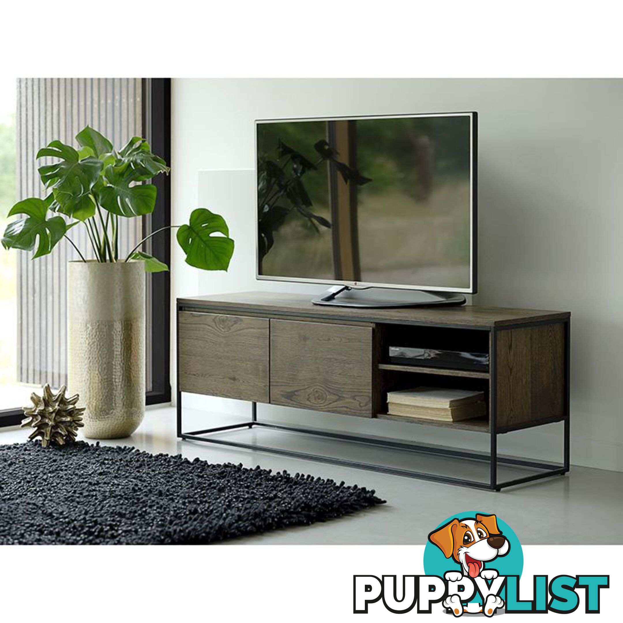 RIVOLI TV Entertainment Unit 1.55M -  Smoked Oak / Black - 40823020 - 5704745088426