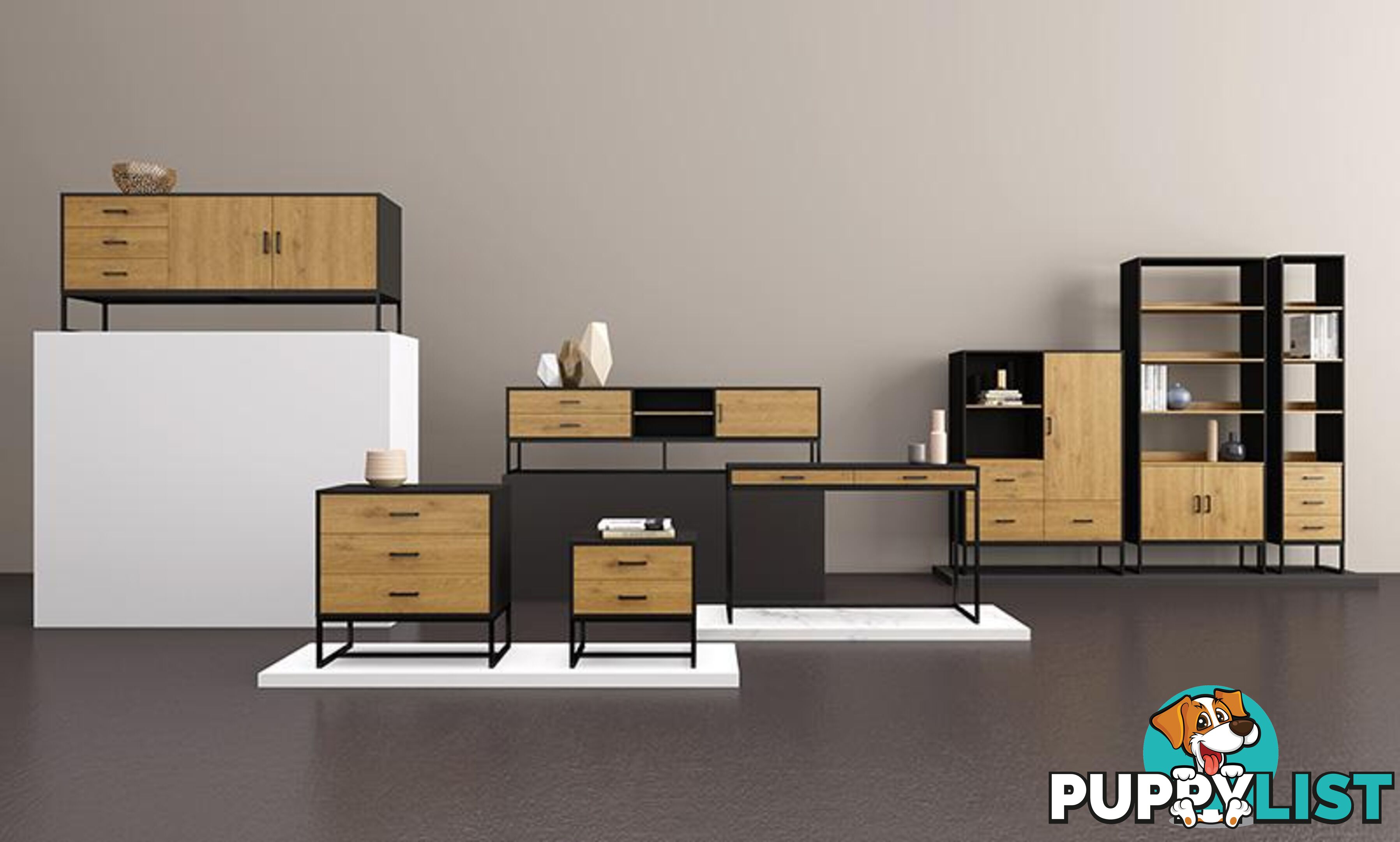 AMSTER Sideboard 160cm - Natural & Black - AS-AMSTERSB02 - 9334719010830