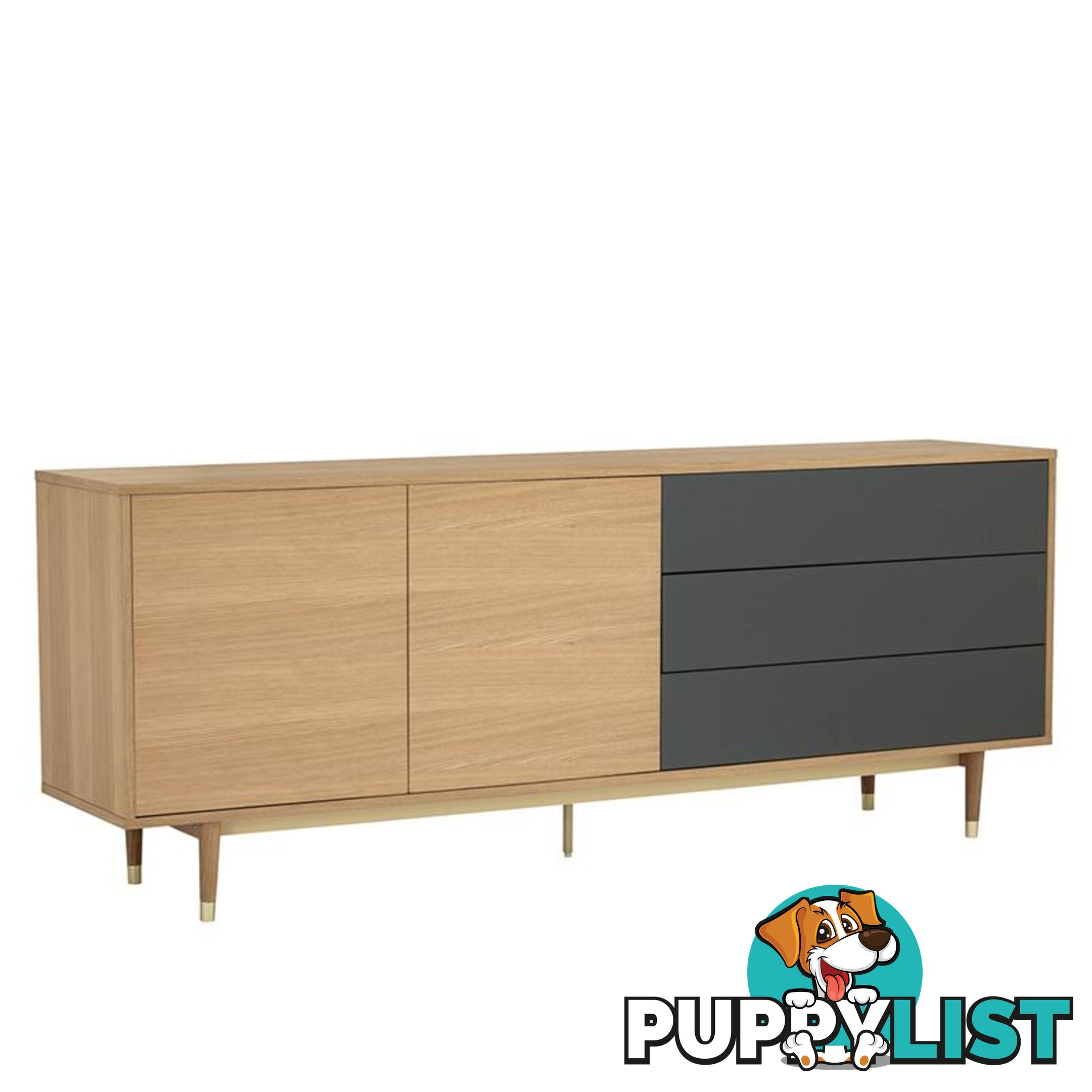 HOUSTON 200cm Sideboard - Natural & Grey - 346018 - 9334719004044