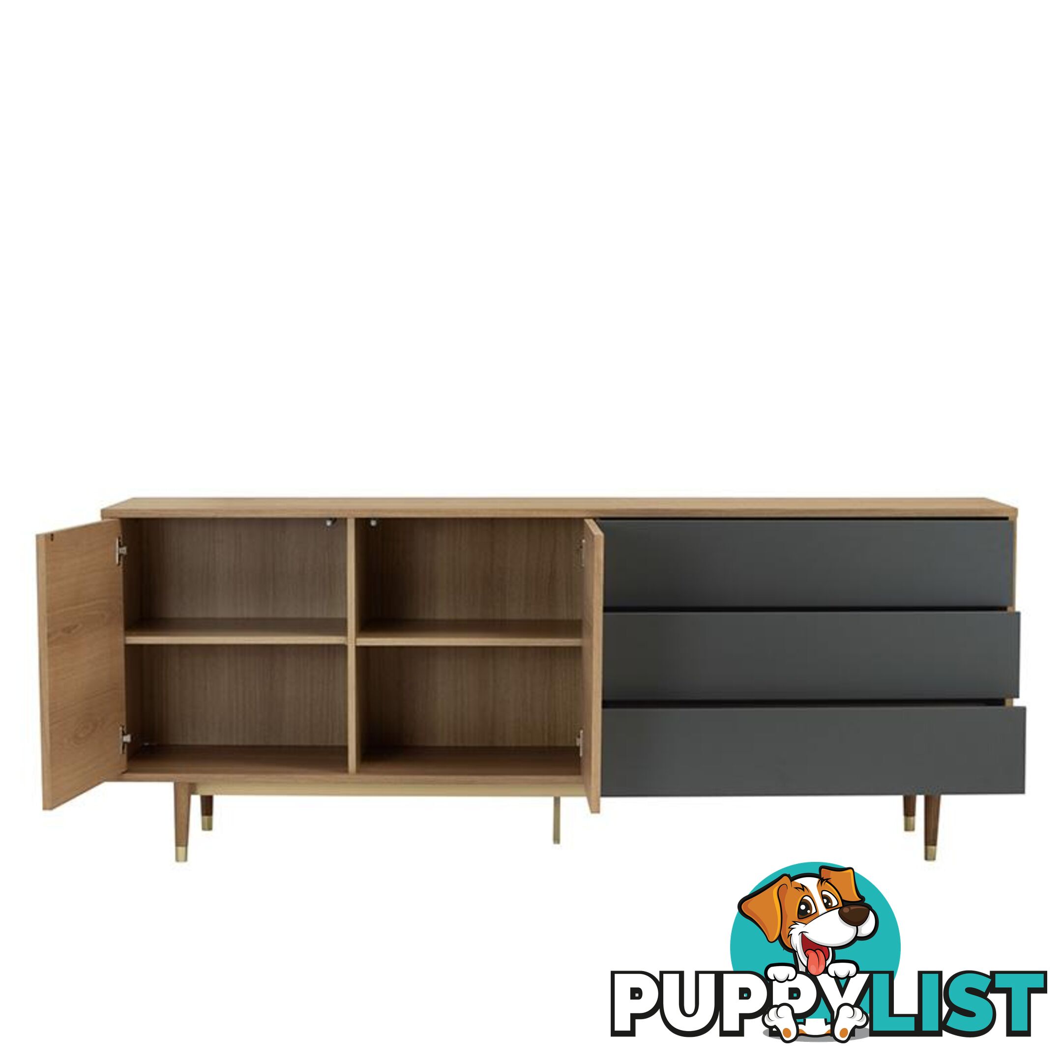 HOUSTON 200cm Sideboard - Natural & Grey - 346018 - 9334719004044