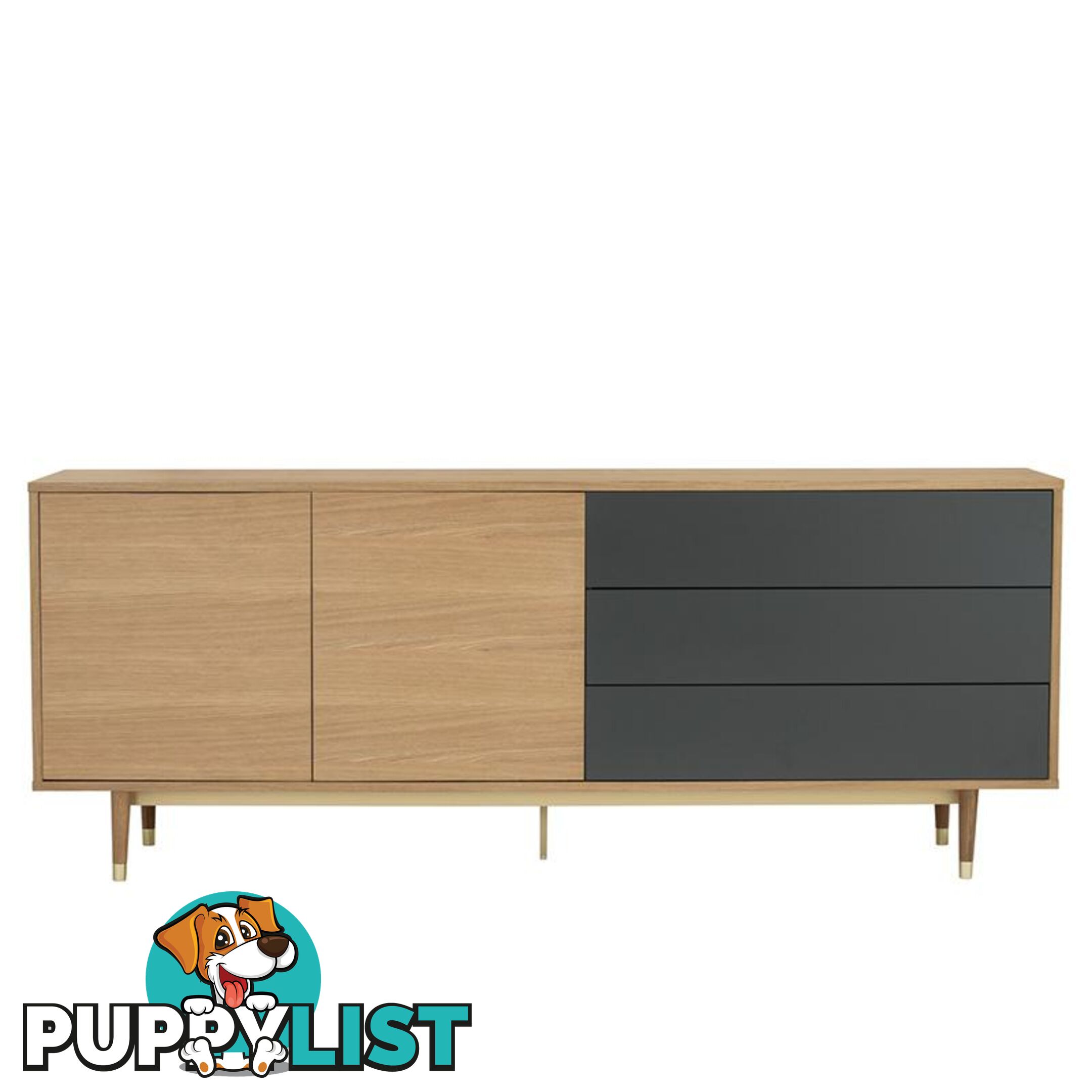 HOUSTON 200cm Sideboard - Natural & Grey - 346018 - 9334719004044