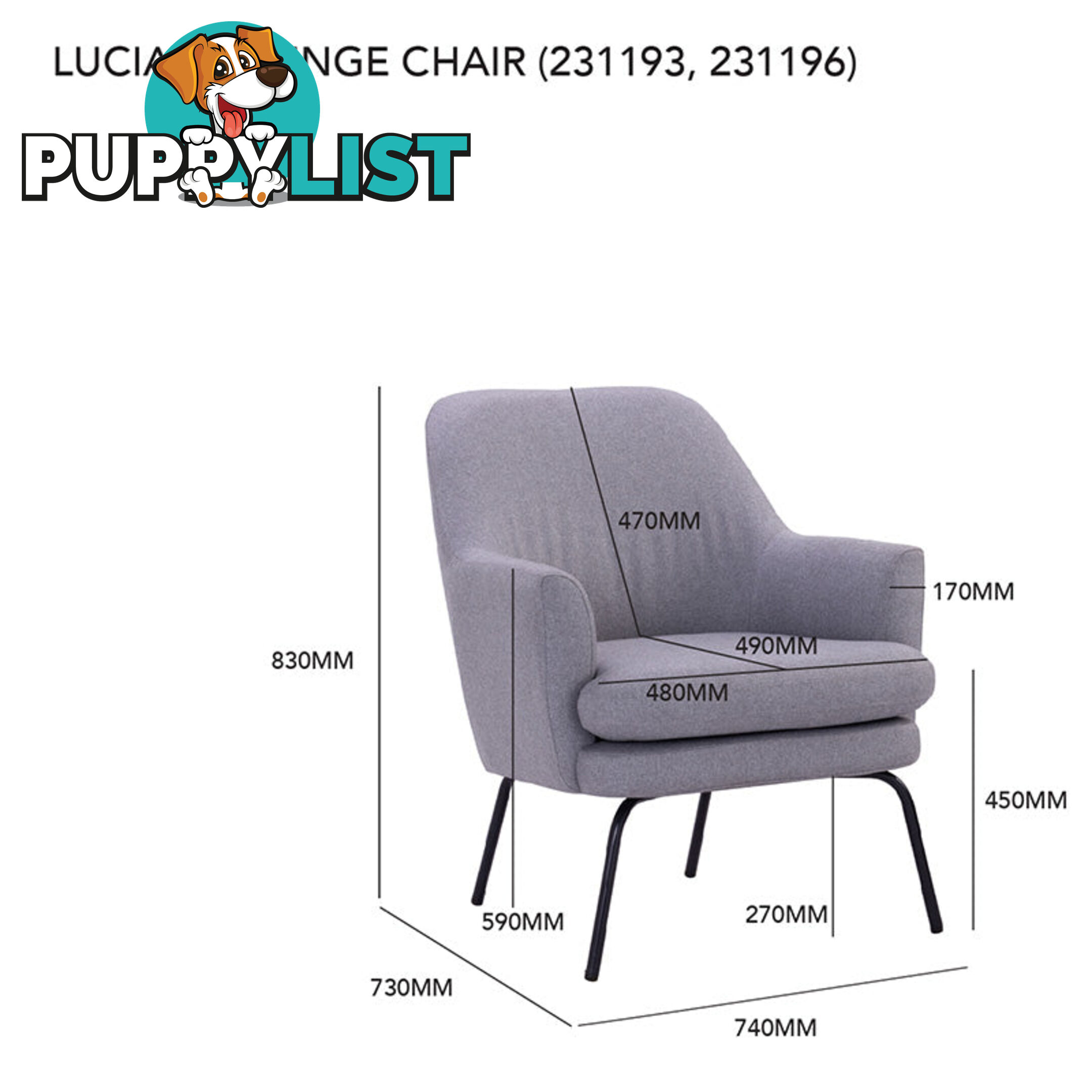 LUCIAN Lounge Chair - Blue - 231196 - 9334719000794