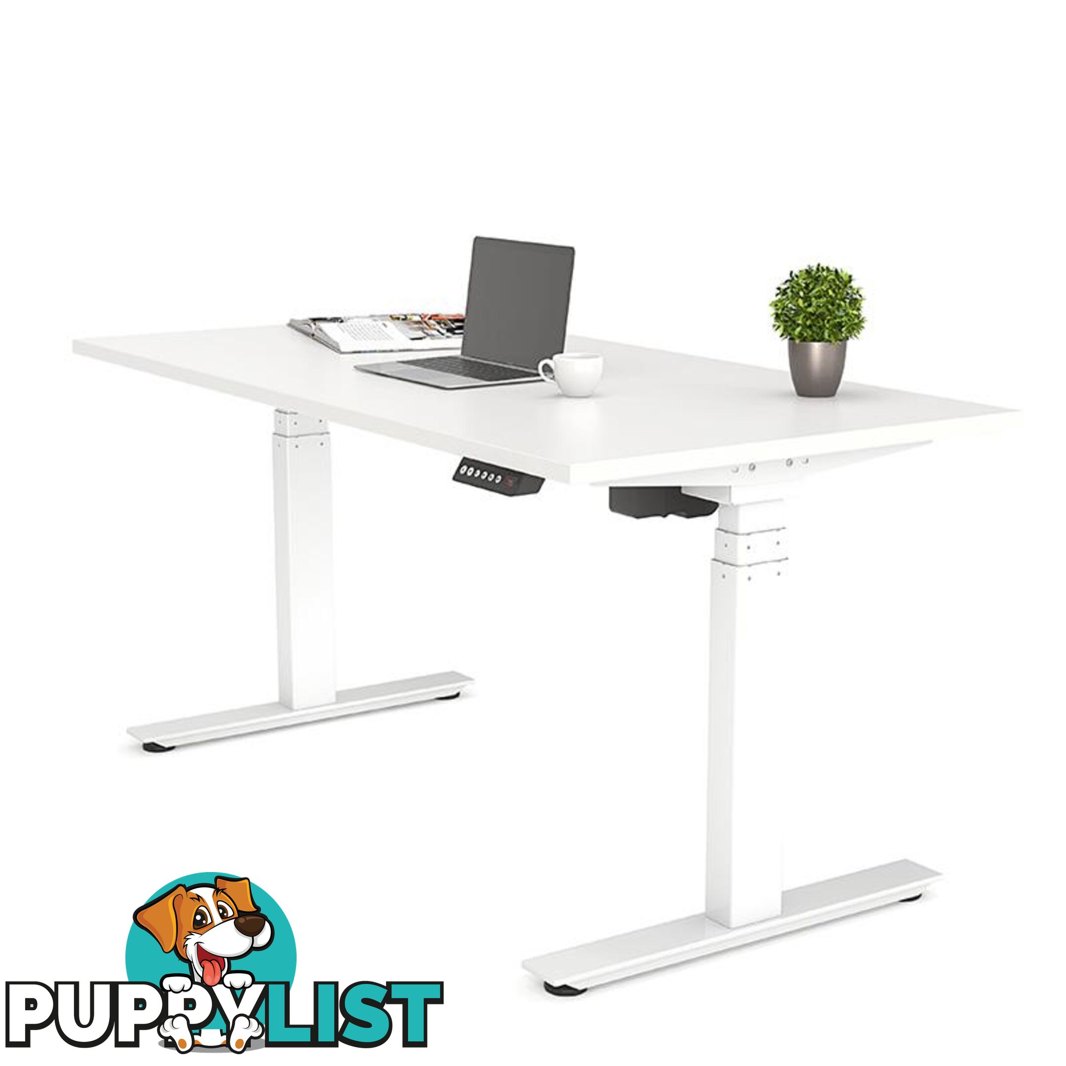 AGILE PRO Electric 2 Column Sit Standing Desk - 1200mm to 1800mm - Oak & White - OG_AGE2SSD154