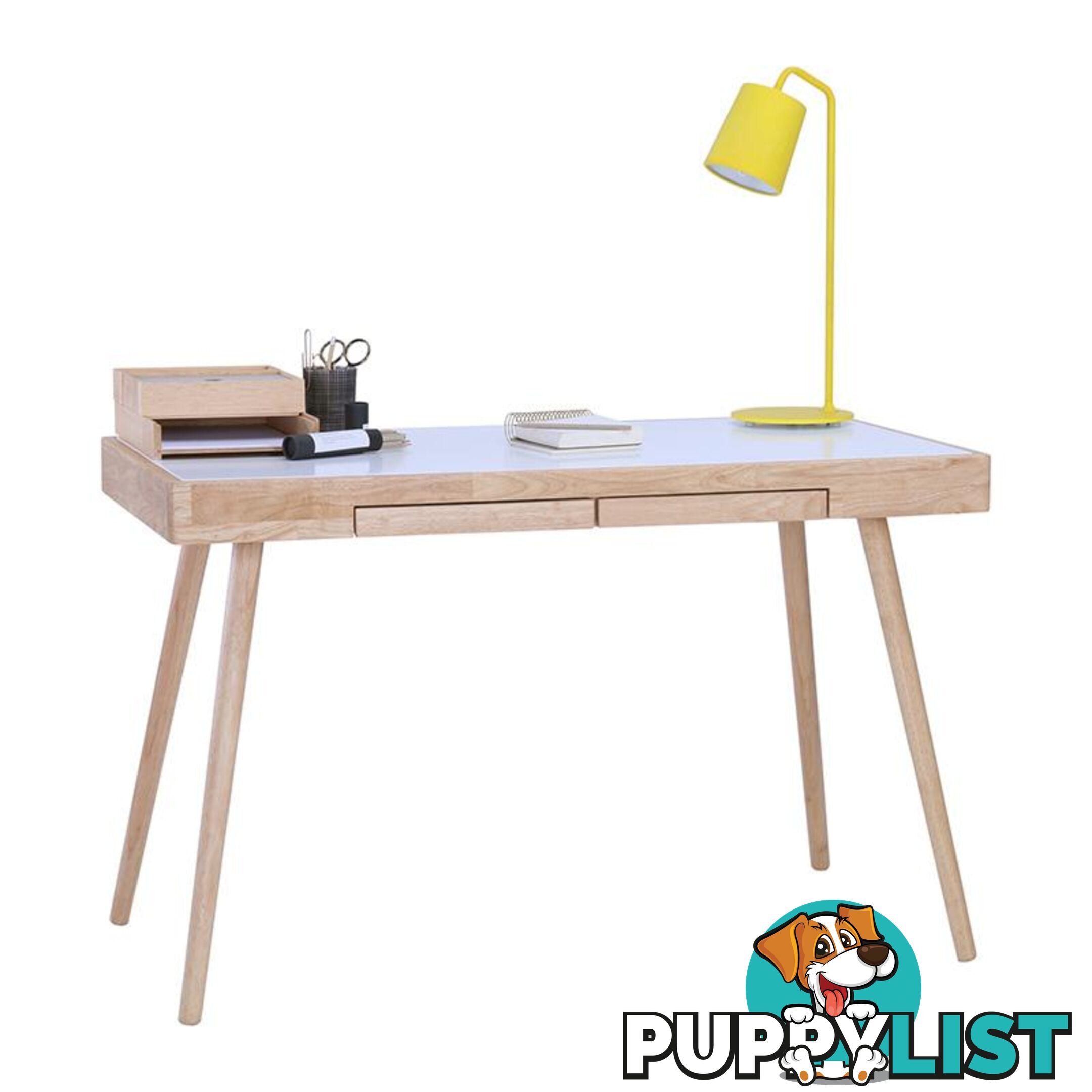 RETH Study Desk 120cm - Natural & White - 124027 - 9334719002798