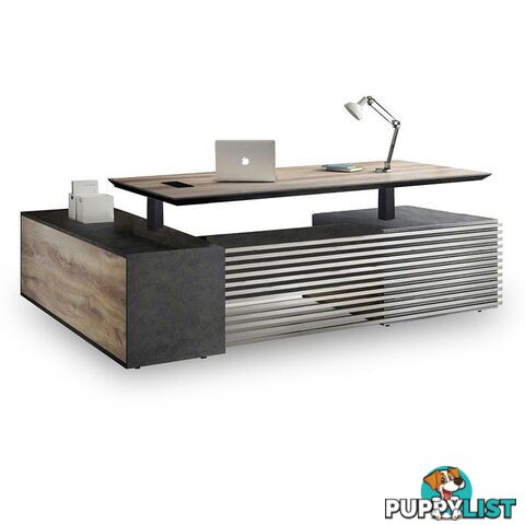 PHOENIX 2.0 - Sit Stand Electric Lift Executive Desk with Right Return 2.8m - Warm Oak & Black - WF-N2801-R-SU - 9334719010229