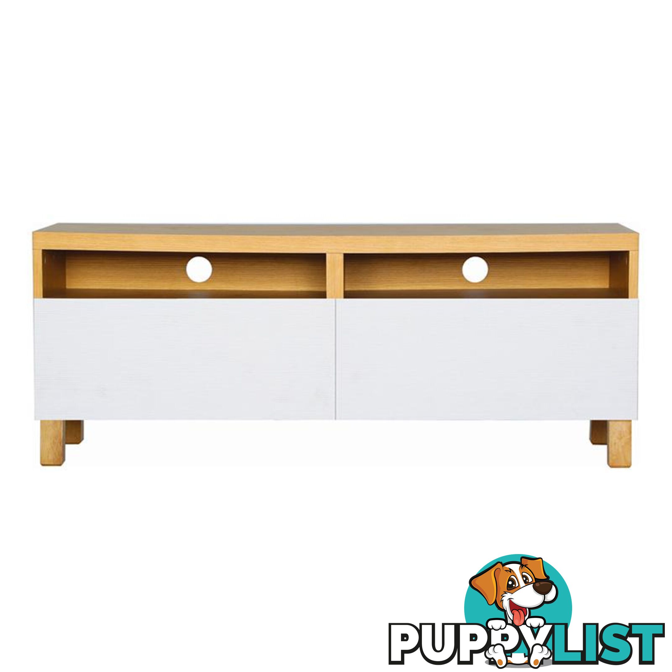 Gordy TV Unit - 120cm - Natural + White - 334001 - 9334719008738