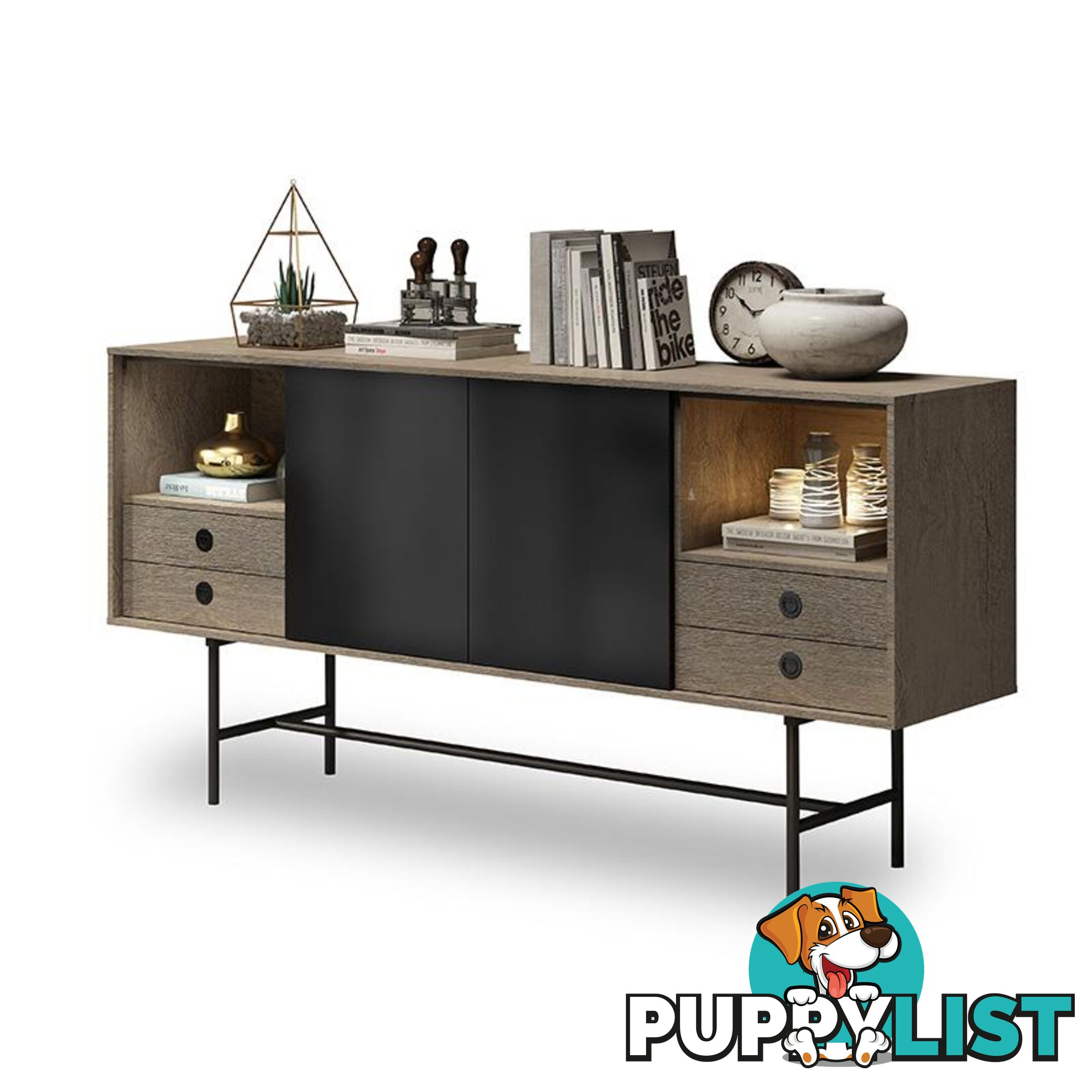 BAYLEN Sideboard 1.6M - Warm Oak & Black - WF-CW-01 - 9334719003757