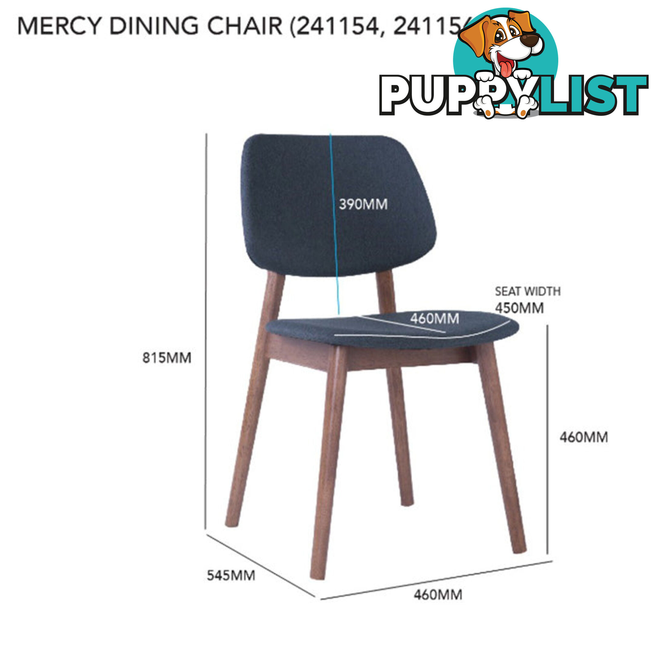 MERCY Dining Chair - Walnut/Dark Grey - 241156 - 9334719008400