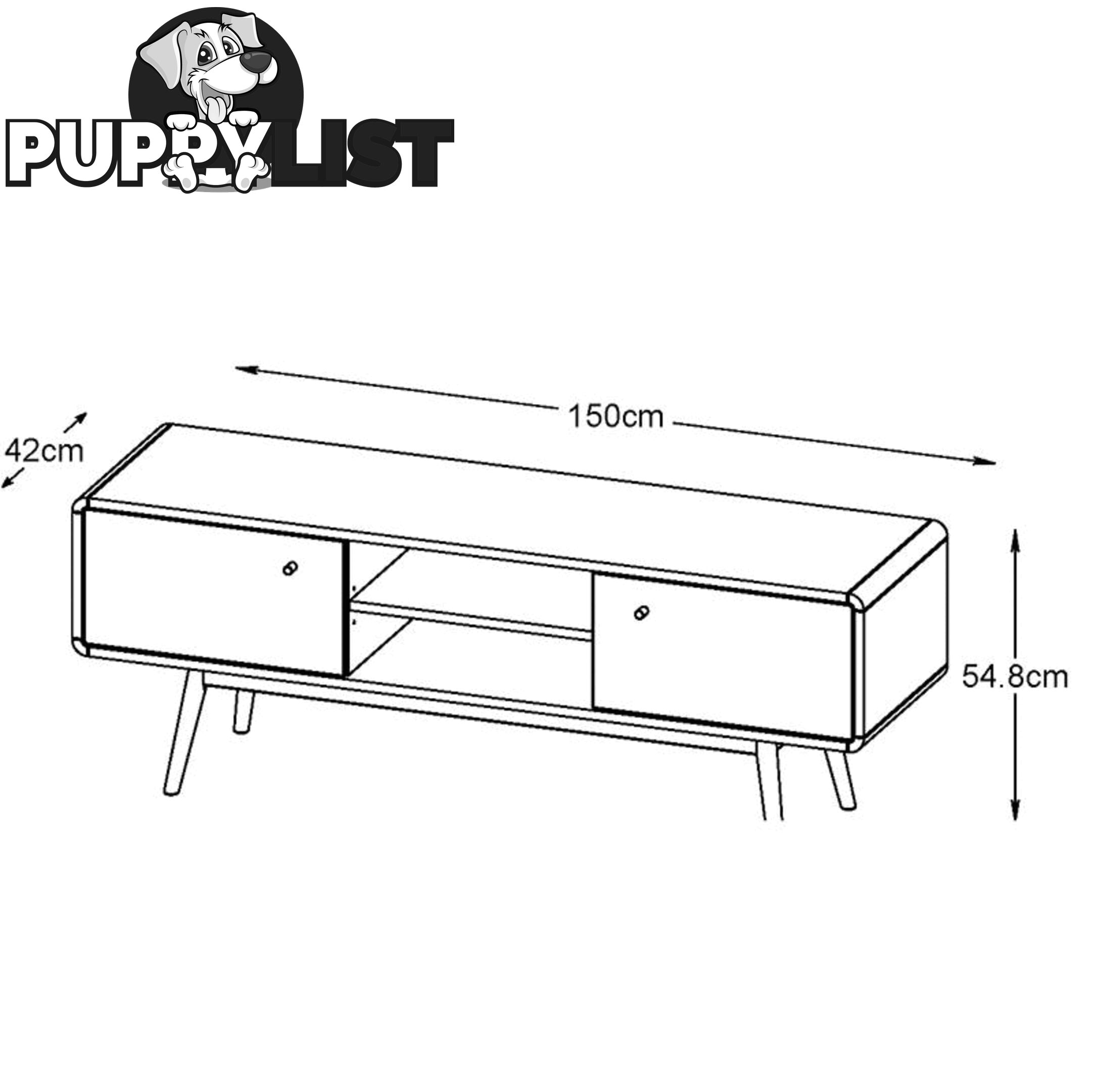 KAISU Entertainment TV Unit 150cm -  Natural & White - 36462260 - 5704745070810