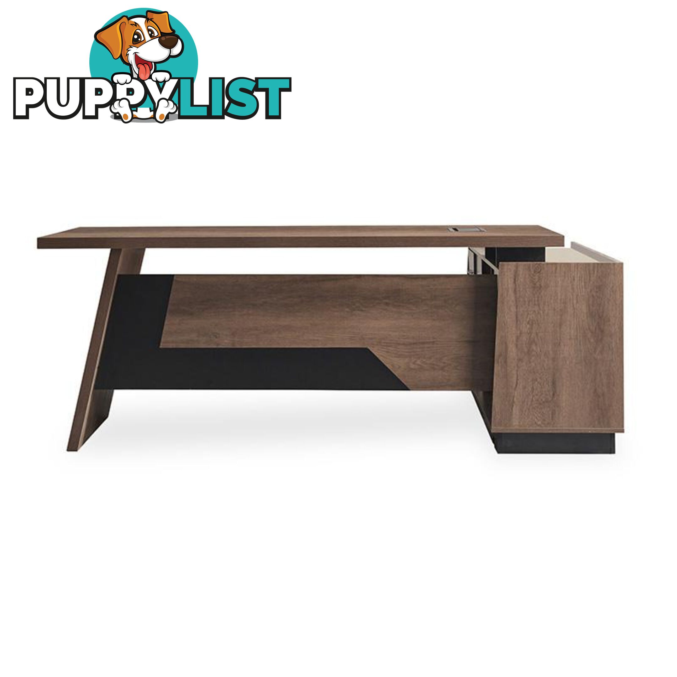 SUTTON Executive Desk with Left Return 1.8M - 2.0M - Warm Oak & Black - WF-M2507-L - 9334719011479