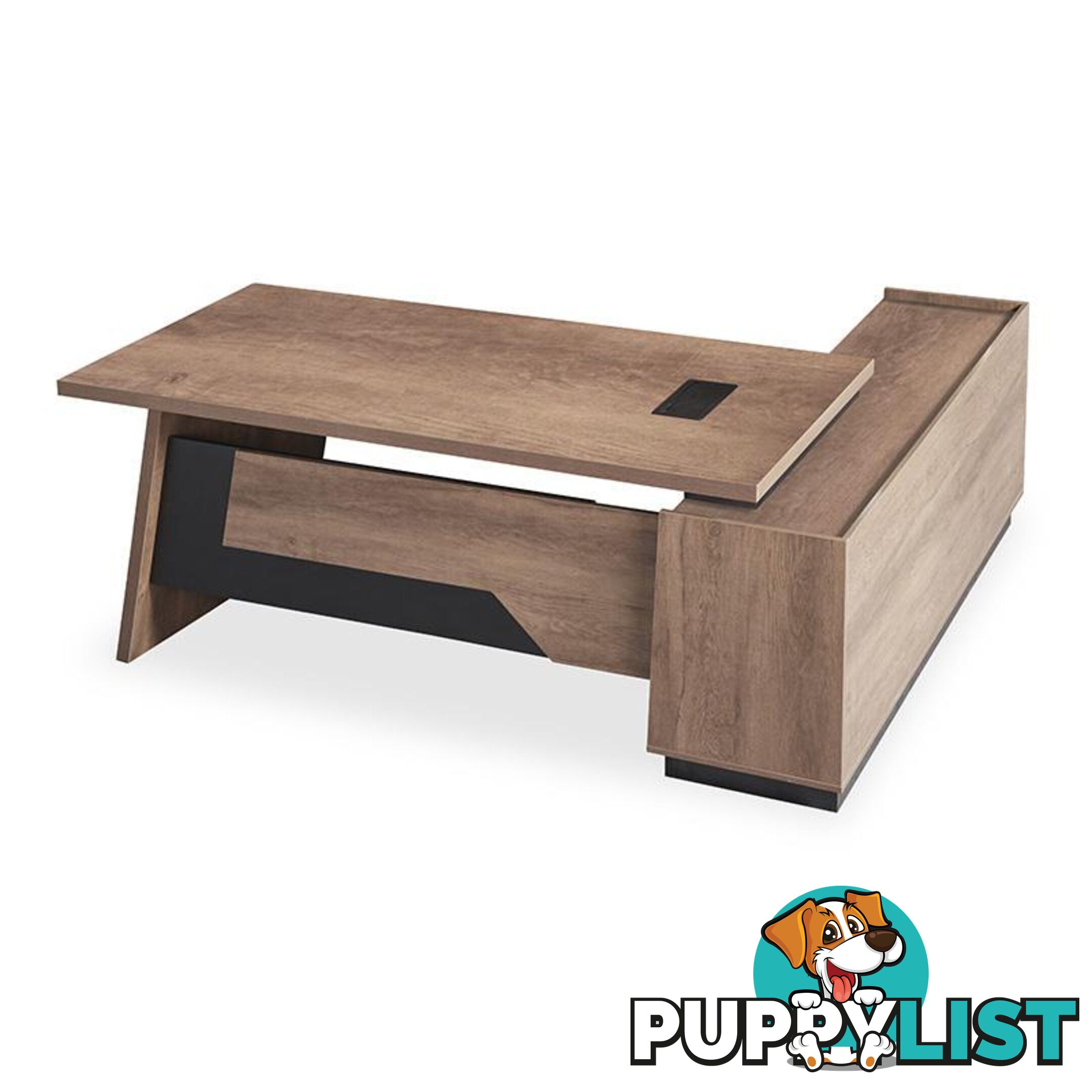 SUTTON Executive Desk with Left Return 1.8M - 2.0M - Warm Oak & Black - WF-M2507-L - 9334719011479