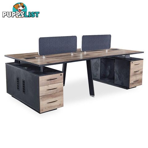 ARTO 4 people Back to Back Workstation 4 Cabinets 2.4M - Warm Oak & Black - WF-NW018 - 9334719004310