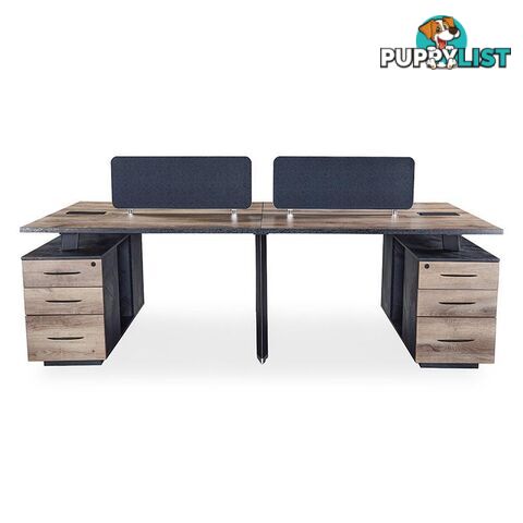 ARTO 4 people Back to Back Workstation 4 Cabinets 2.4M - Warm Oak & Black - WF-NW018 - 9334719004310