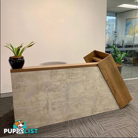 QUADE Reception Desk Left Panel 2.0M - Brown & Concrete Color - WF-RT002-L - 9334719004471