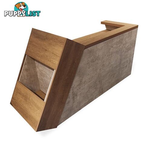 QUADE Reception Desk Left Panel 2.0M - Brown & Concrete Color - WF-RT002-L - 9334719004471