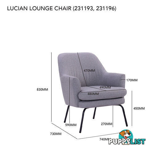 LUCIAN Lounge Chair - Pewter Grey - 231193 - 9334719000770