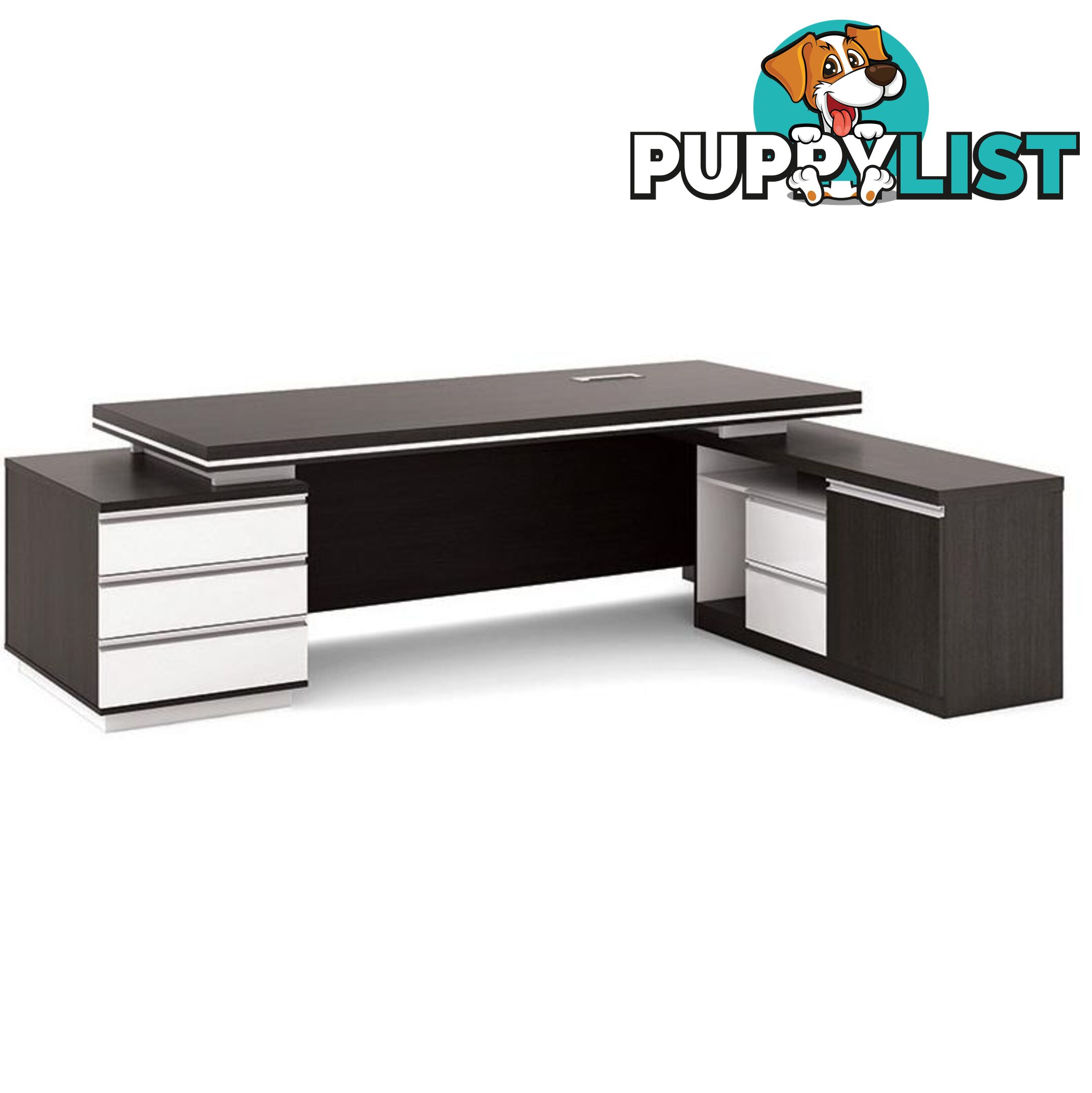 Xander Executive Office Desk with Right Return 2.49M - Black & White - MF-23MHB012 - 9334719001326