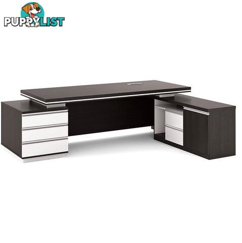 Xander Executive Office Desk with Right Return 2.49M - Black & White - MF-23MHB012 - 9334719001326