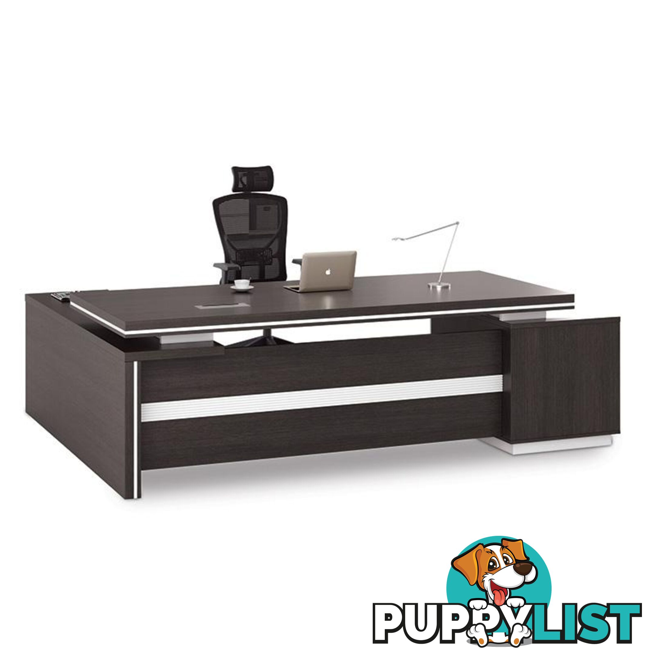 Xander Executive Office Desk with Right Return 2.49M - Black & White - MF-23MHB012 - 9334719001326