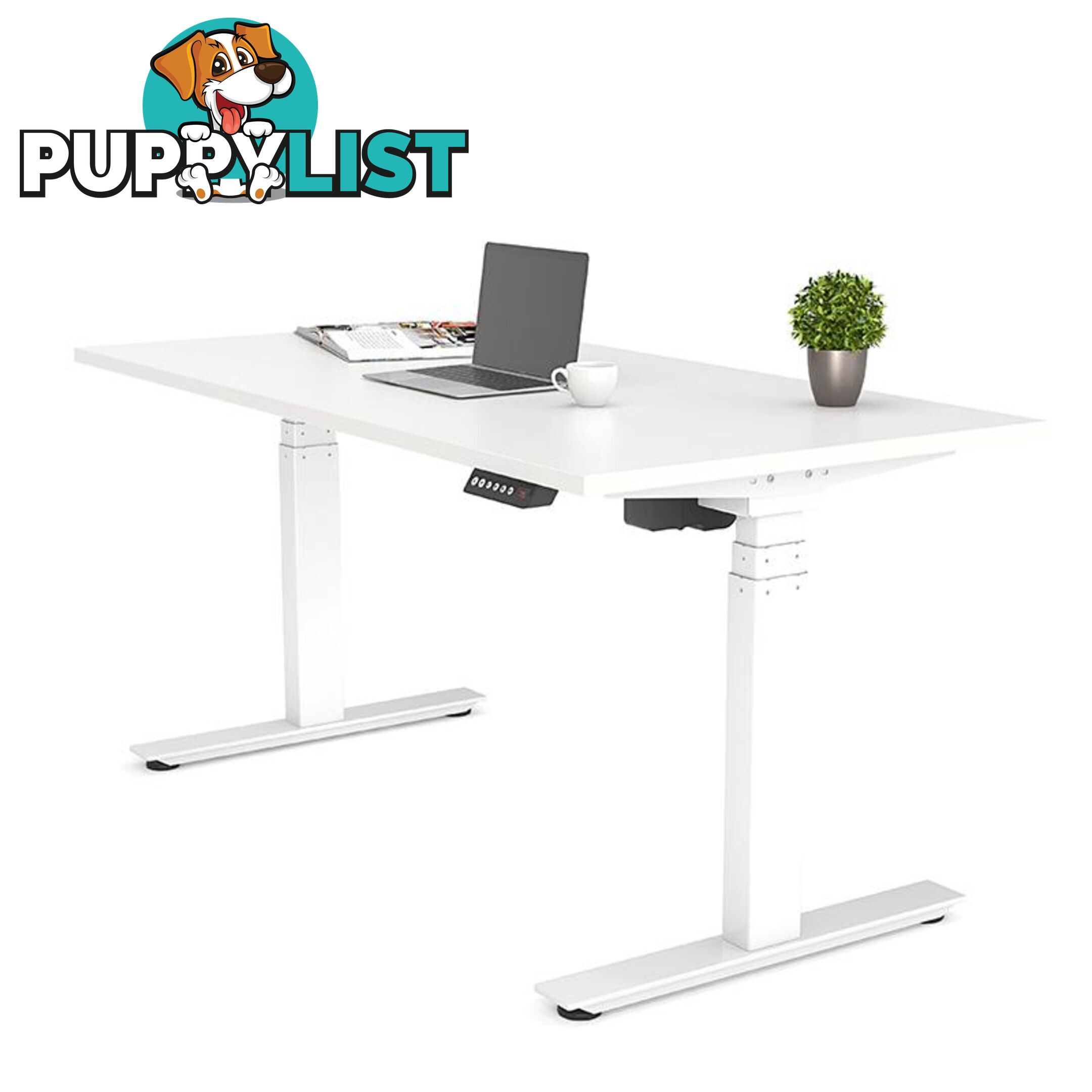 AGILE PRO Electric 2 Column Sit Standing Desk - 1200mm to 1800mm - White & White - OG_AGE2SSD155