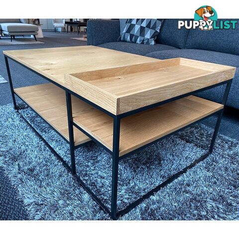 RIVOLI Coffee Table 120cm - Natural Oak & Black - 43351020 - 5704745097114