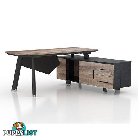 ARTO Executive Desk with Reversible Return 1.8M - Warm Oak & Black - WF-NW001 - 9334719004242