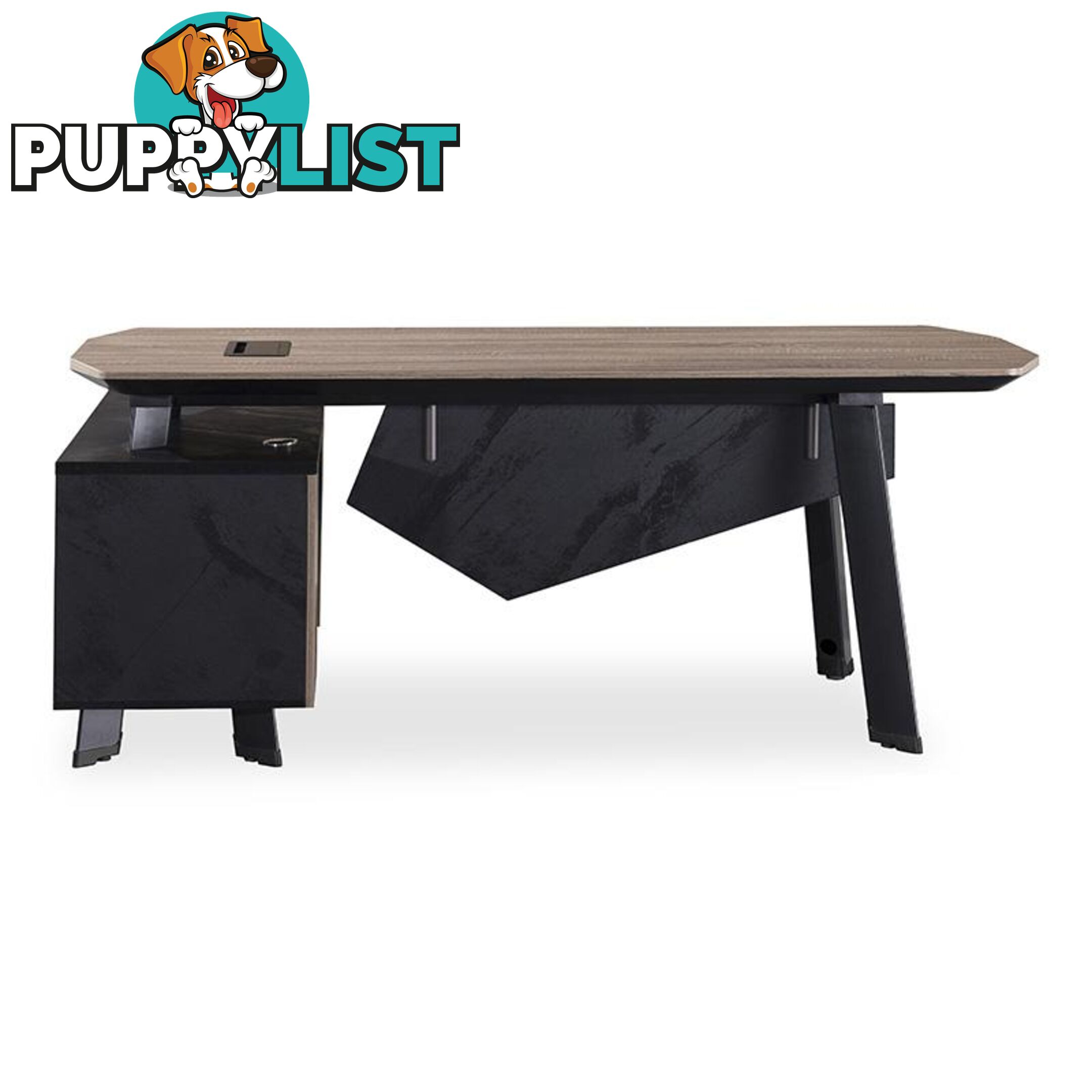 ARTO Executive Desk with Reversible Return 1.8M - Warm Oak & Black - WF-NW001 - 9334719004242