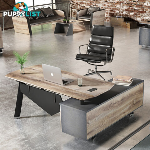 ARTO Executive Desk with Reversible Return 1.8M - Warm Oak & Black - WF-NW001 - 9334719004242