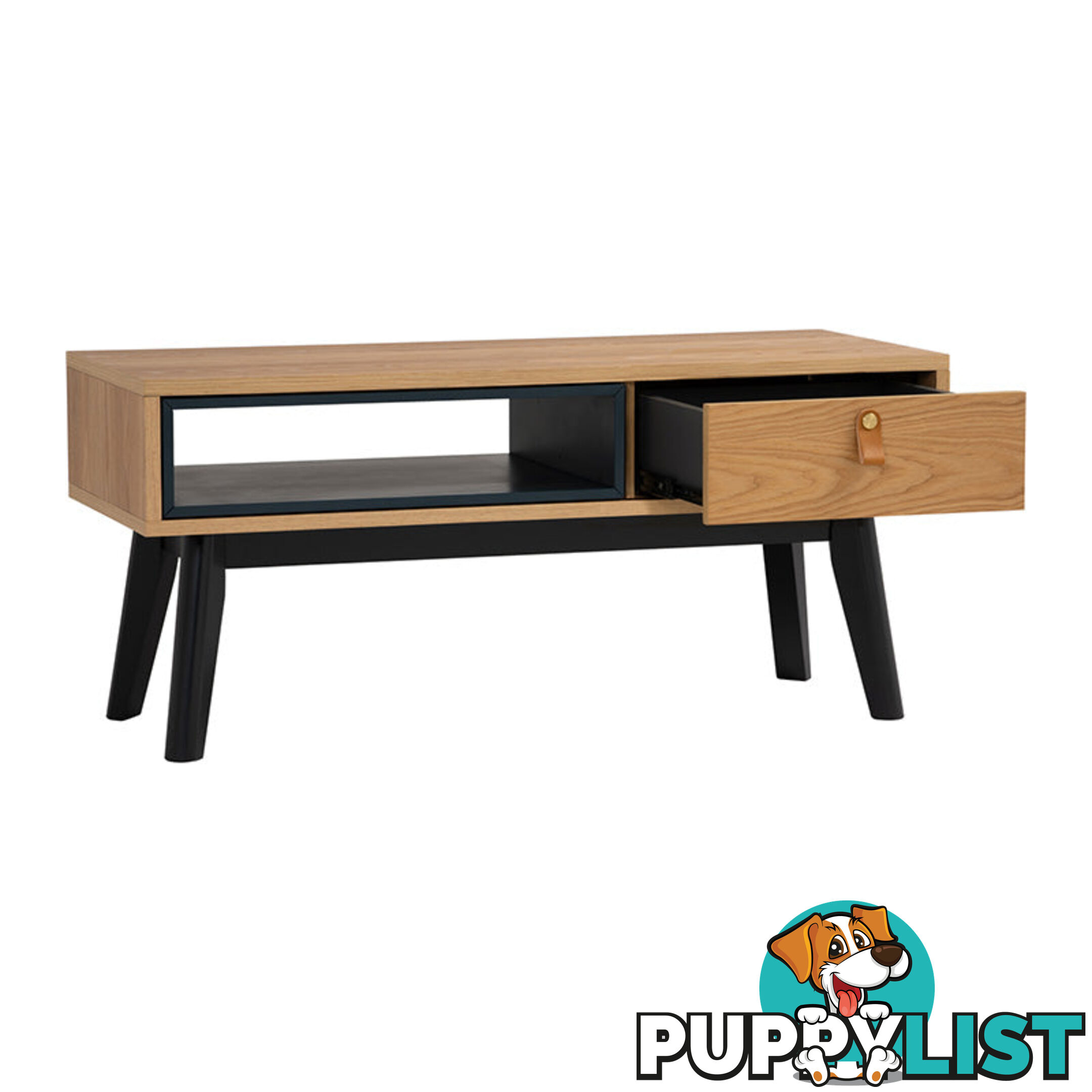 CASTOR Coffee Table 100cm - Natural, Navy Blue & Black - 133091