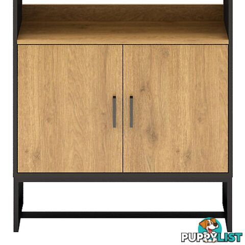 AMSTER Bookshelf Display Wall Unit 80cm - Natural & Black - AS-AMSTERBS02 - 9334719010816