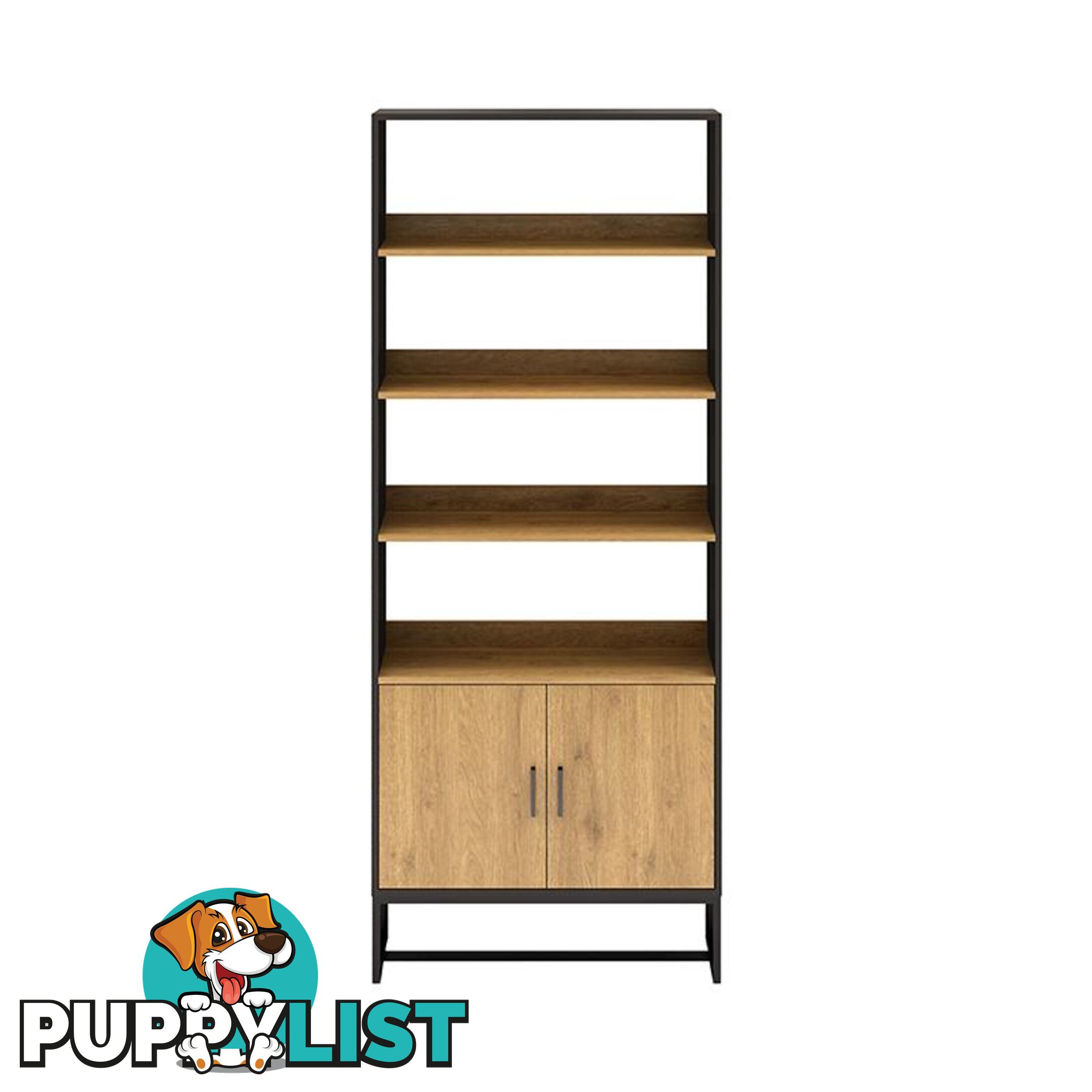 AMSTER Bookshelf Display Wall Unit 80cm - Natural & Black - AS-AMSTERBS02 - 9334719010816