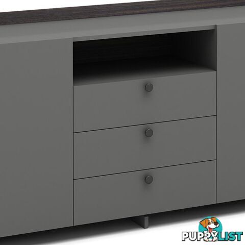 RADDIX Credenza Cabinet 160cm - Iron Grey & Brown - DF-FF-S0316 - 9334719003344