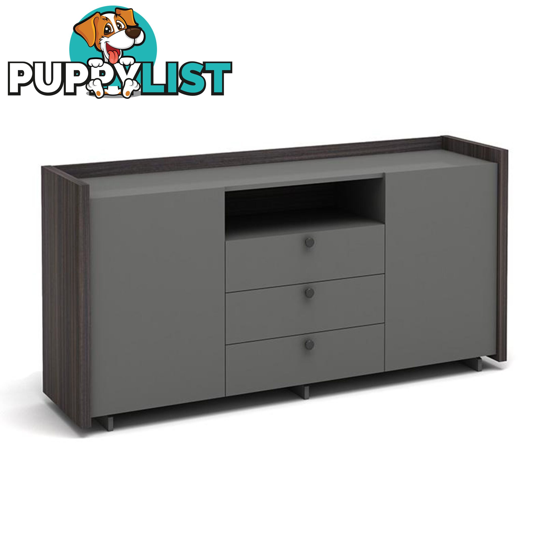 RADDIX Credenza Cabinet 160cm - Iron Grey & Brown - DF-FF-S0316 - 9334719003344