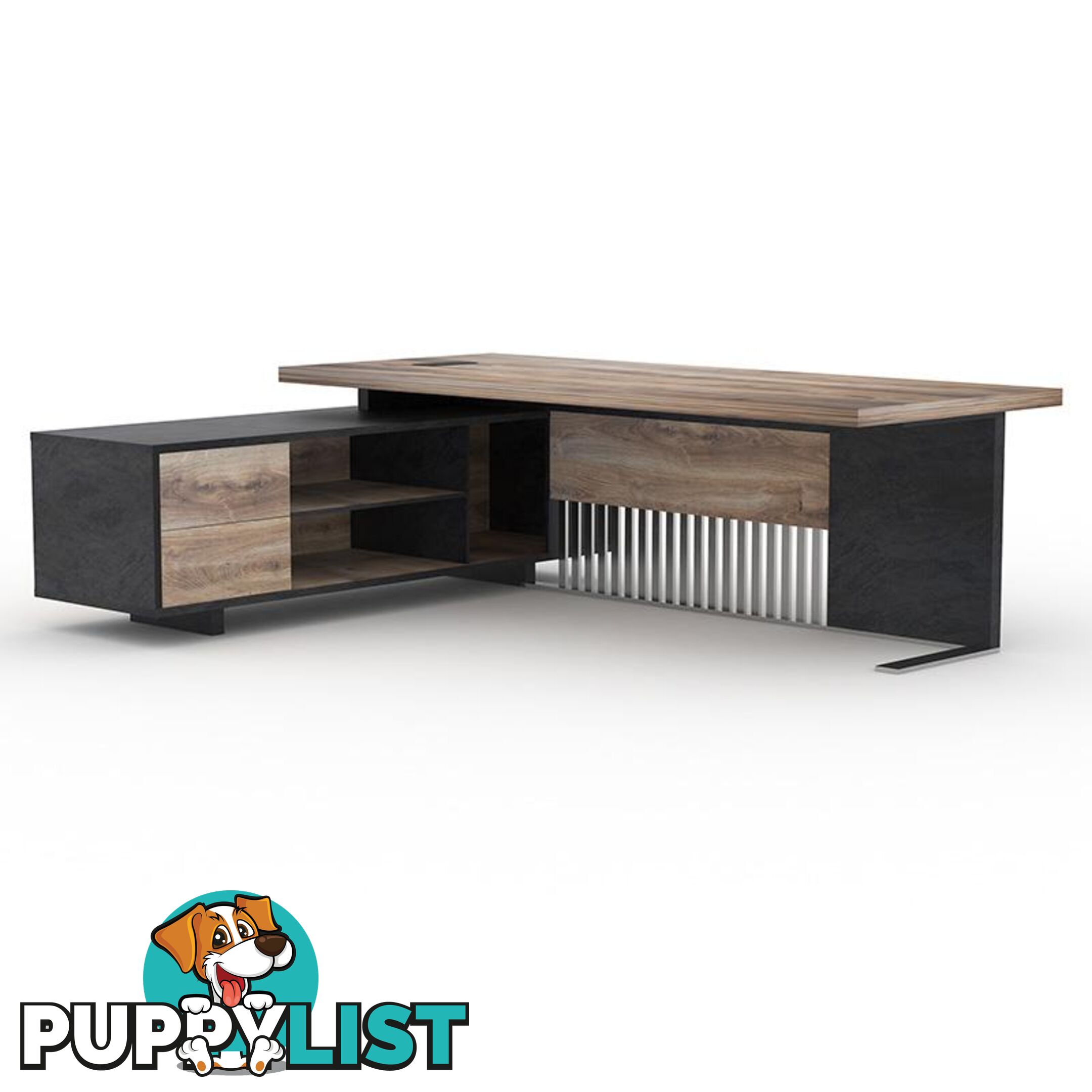 DAXTON Executive Desk with Left Return 2.4M - Warm Oak & Black - WF-N2802-L - 9334719003887