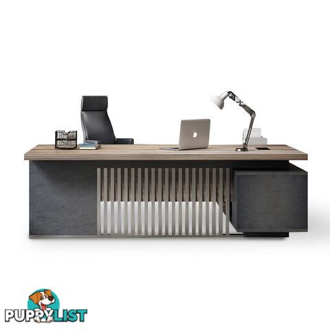 DAXTON Executive Desk with Left Return 2.4M - Warm Oak & Black - WF-N2802-L - 9334719003887