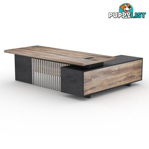 DAXTON Executive Desk with Left Return 2.4M - Warm Oak & Black - WF-N2802-L - 9334719003887