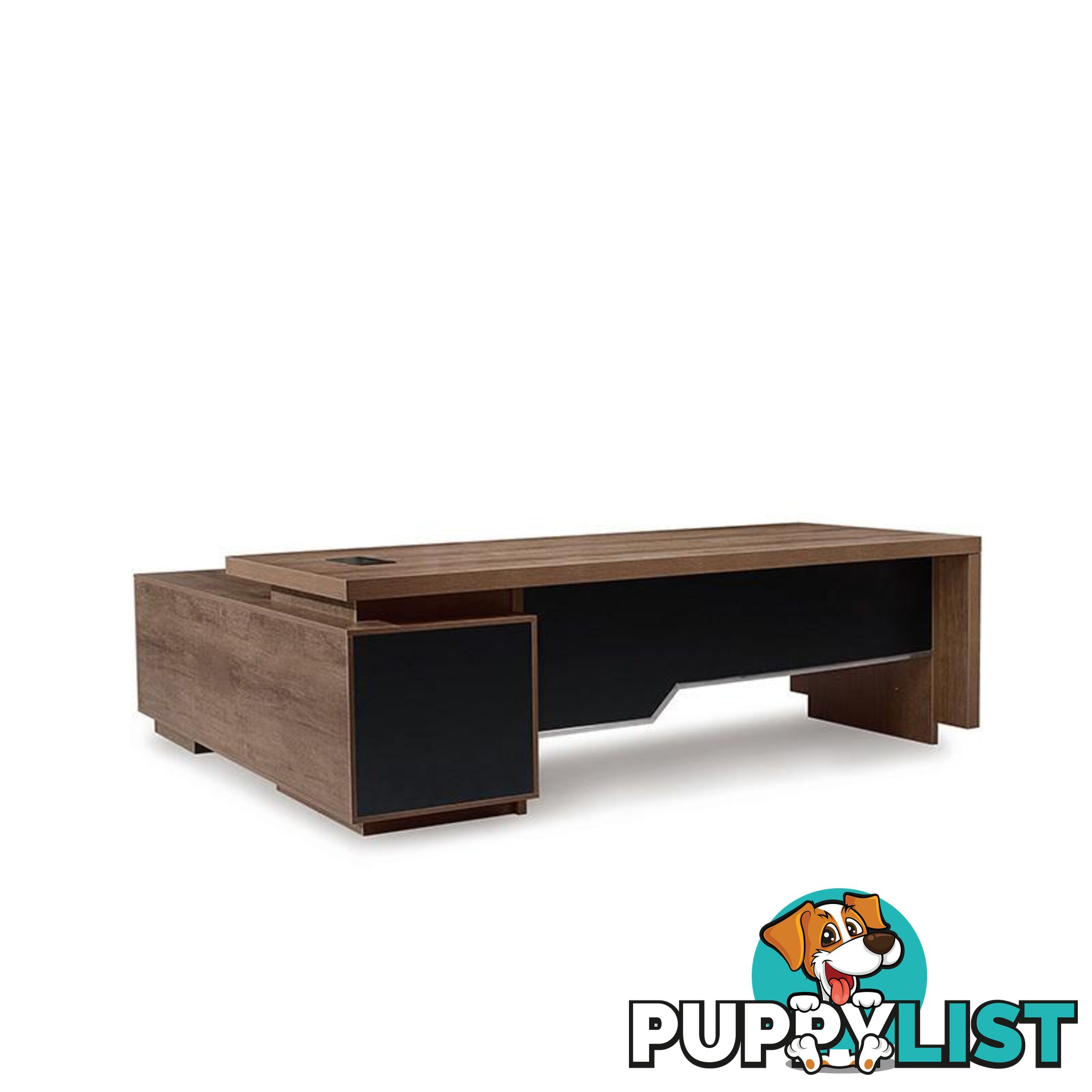 LARKIN Executive Desk with Right Return 2.4M - Warm Oak & Black - WF-M2503-R - 9334719011448