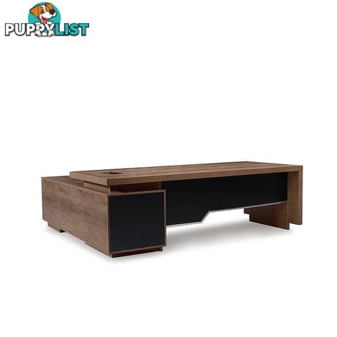 LARKIN Executive Desk with Right Return 2.4M - Warm Oak & Black - WF-M2503-R - 9334719011448