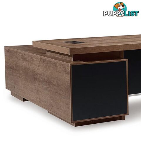 LARKIN Executive Desk with Right Return 2.4M - Warm Oak & Black - WF-M2503-R - 9334719011448