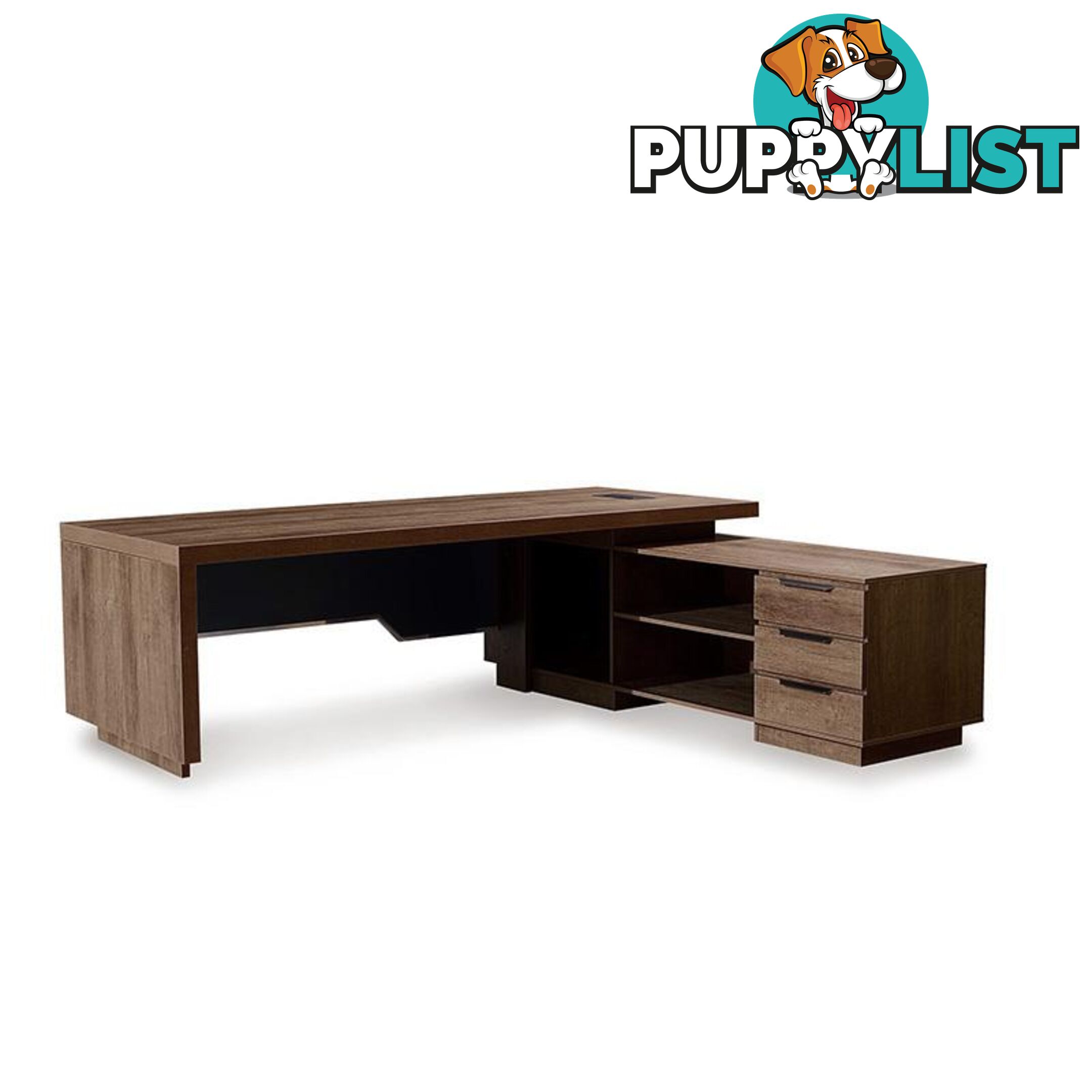 LARKIN Executive Desk with Right Return 2.4M - Warm Oak & Black - WF-M2503-R - 9334719011448