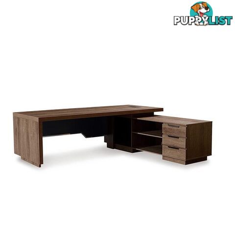 LARKIN Executive Desk with Right Return 2.4M - Warm Oak & Black - WF-M2503-R - 9334719011448