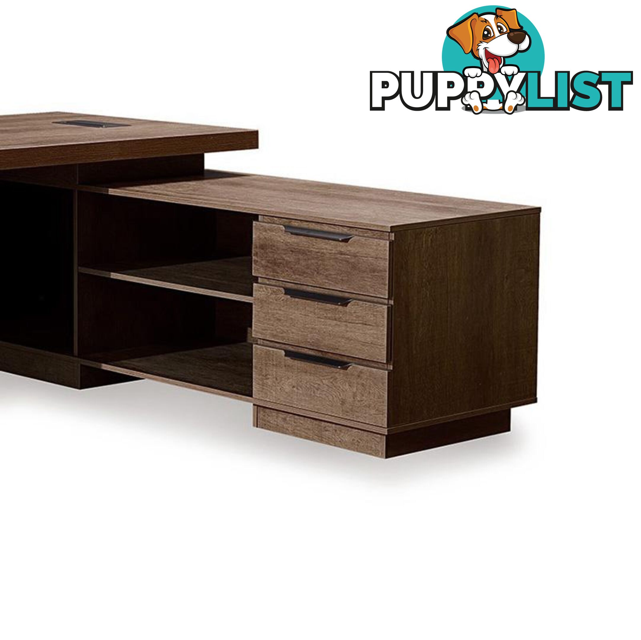 LARKIN Executive Desk with Right Return 2.4M - Warm Oak & Black - WF-M2503-R - 9334719011448