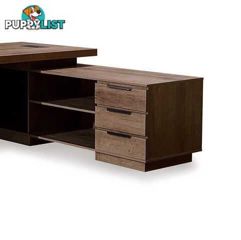 LARKIN Executive Desk with Right Return 2.4M - Warm Oak & Black - WF-M2503-R - 9334719011448