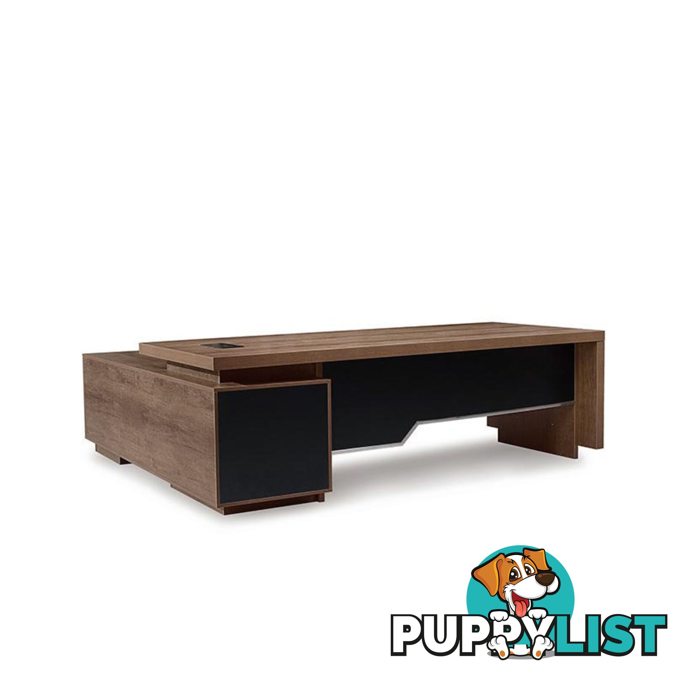 LARKIN Executive Desk with Right Return 2.4M - Warm Oak & Black - WF-M2503-R - 9334719011448