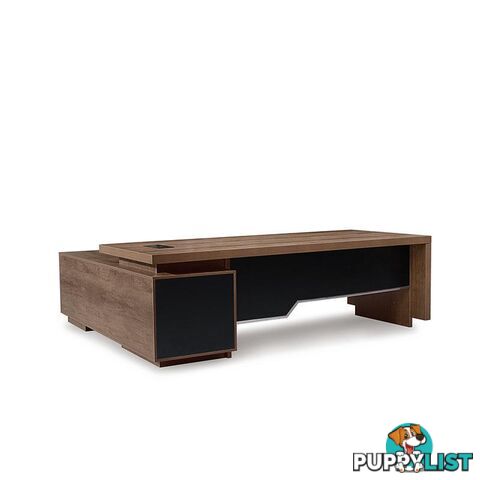 LARKIN Executive Desk with Right Return 2.4M - Warm Oak & Black - WF-M2503-R - 9334719011448