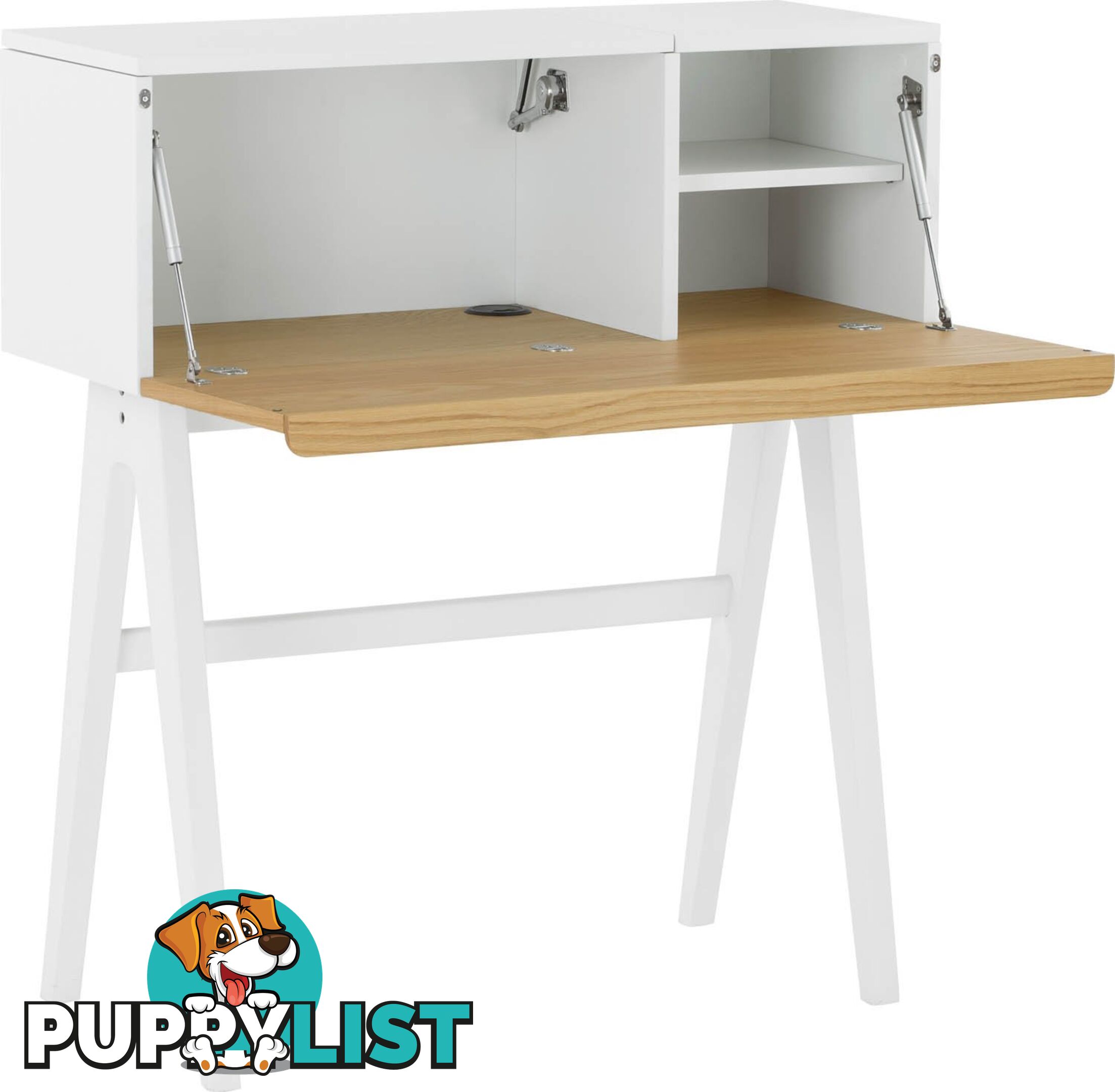 VALEN Study Desk 96cm - White & Oak - 123005 - 9334719000299